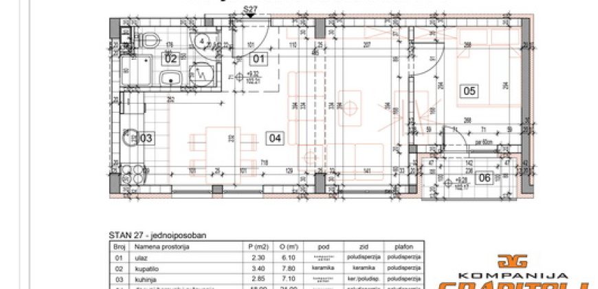 Novogradnja, jednoiposoban 37,75 m2, Banovo brdo, Majdanska, Čukarica 14