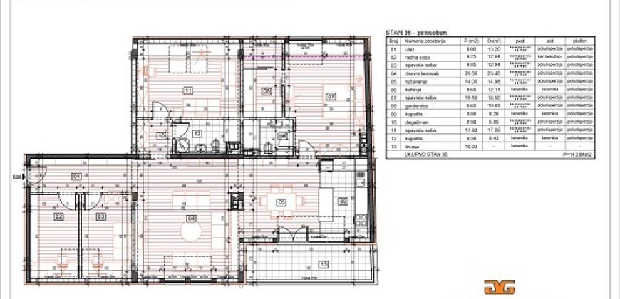 Novogradnja, petosoban 143,84 m2, Banovo brdo, Majdanska Čukarica 14