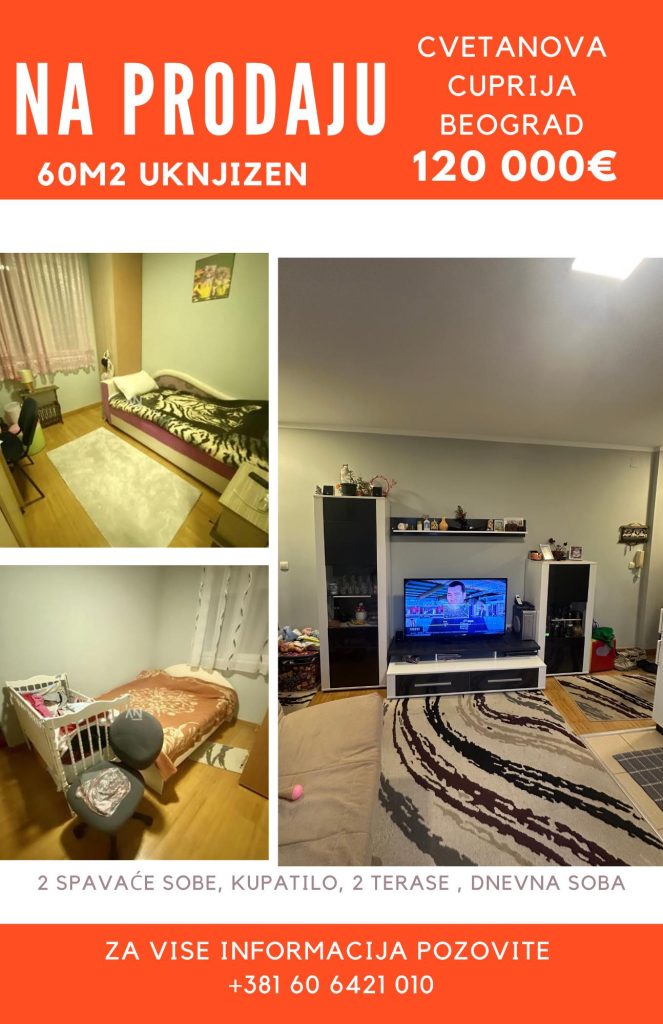 Prodaja Stana Cvetanova Ćuprija Beograd