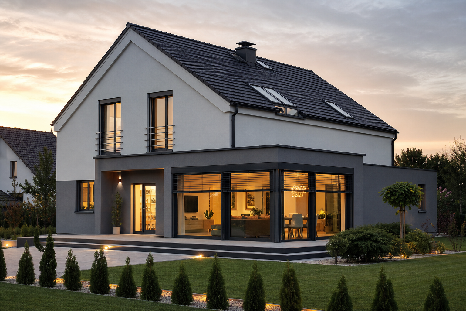Energetski efikasna porodična kuća sa modernom izolacijom i velikim prozorima