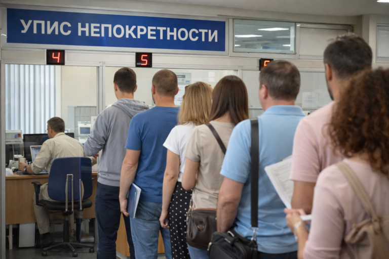 Red u katastru nepokretnosti gde građani čekaju na šalteru za upis vlasništva